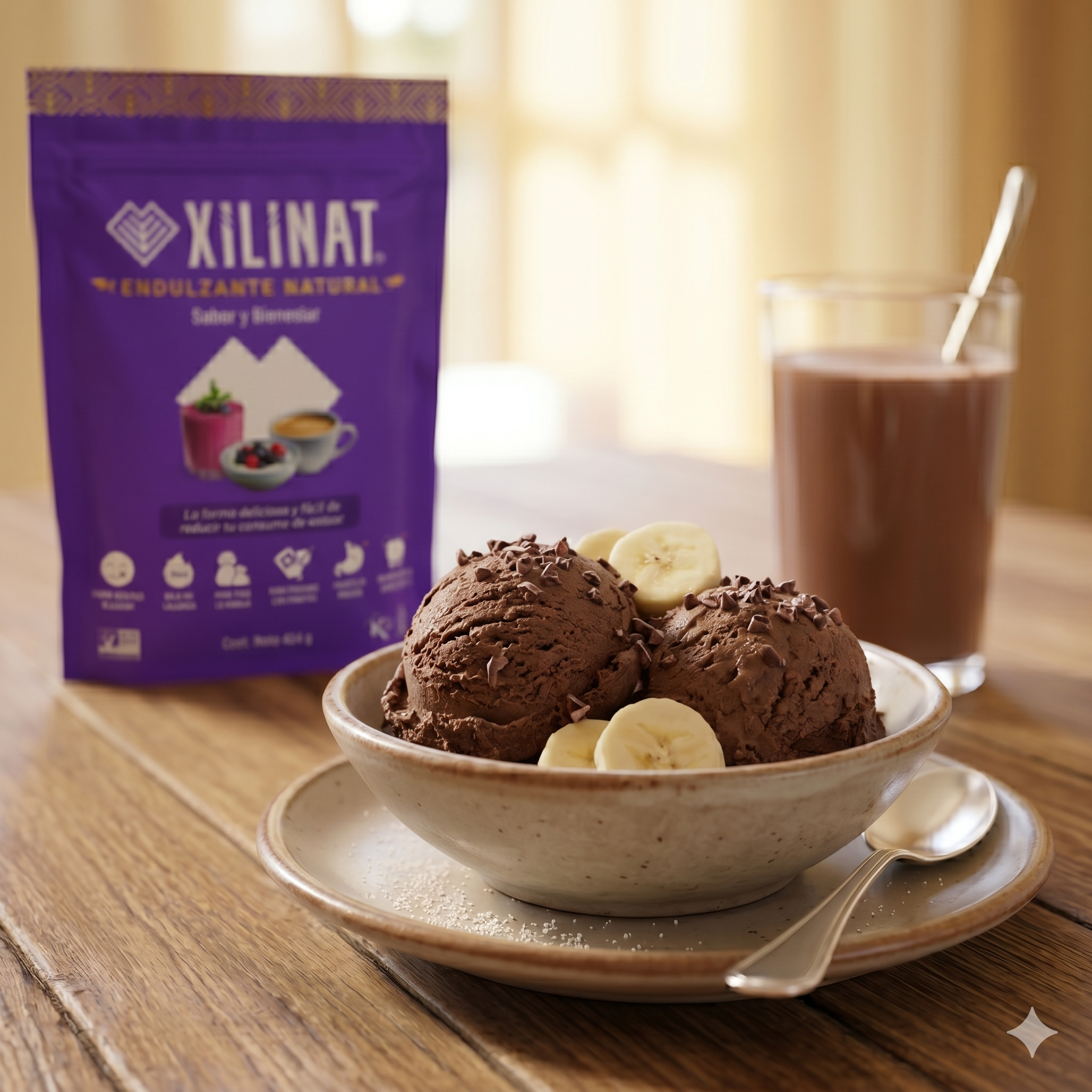 Nieve de Plátano y Cacao Sin Azúcar
