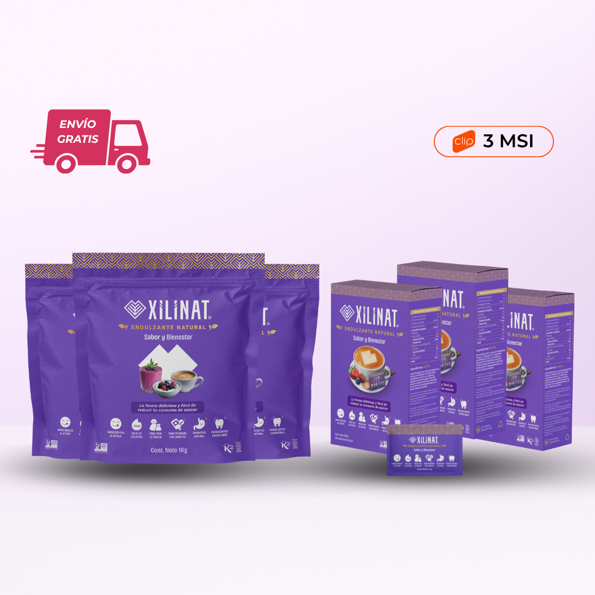 Pack 3 Bolsas de 1Kg + 3 Cajas de 50 sobres c/u