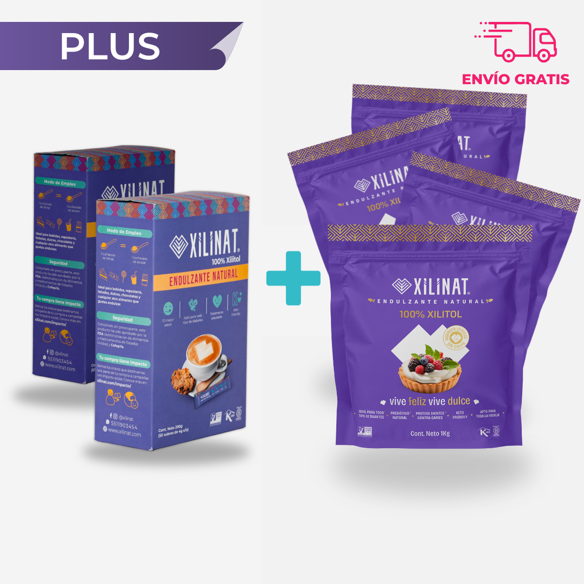Pack 4+2 PLUS (4 bolsas de 1Kg + 2 cajas de sobres)